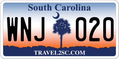 SC license plate WNJ020