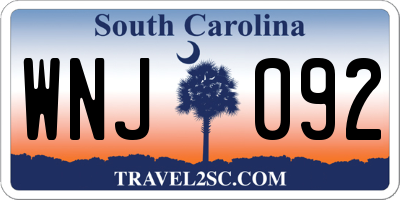 SC license plate WNJ092