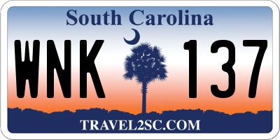 SC license plate WNK137