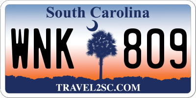 SC license plate WNK809