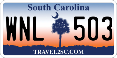 SC license plate WNL503