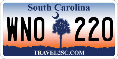 SC license plate WNO220
