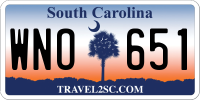 SC license plate WNO651