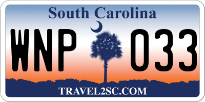 SC license plate WNP033