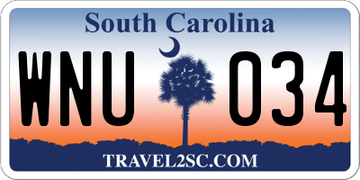 SC license plate WNU034