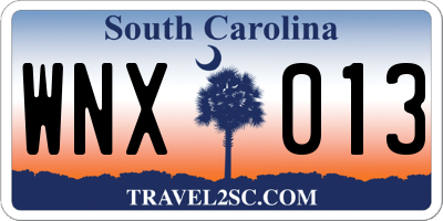 SC license plate WNX013