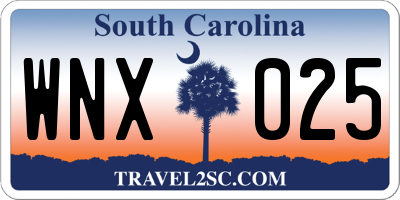 SC license plate WNX025