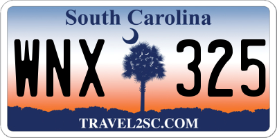 SC license plate WNX325