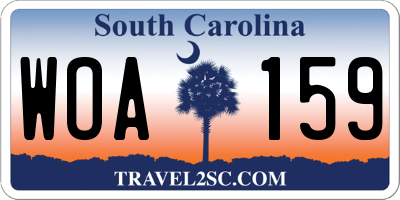 SC license plate WOA159