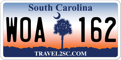 SC license plate WOA162