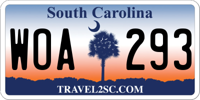 SC license plate WOA293