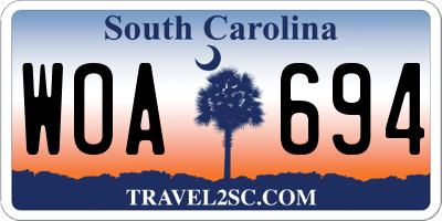 SC license plate WOA694
