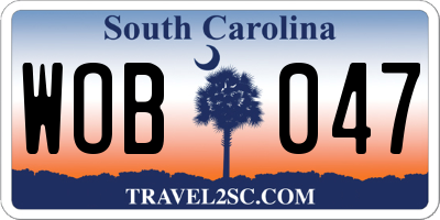 SC license plate WOB047