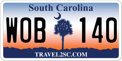 SC license plate WOB140