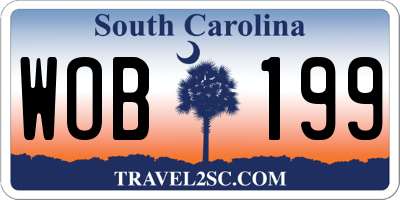 SC license plate WOB199