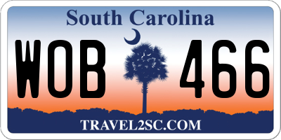 SC license plate WOB466