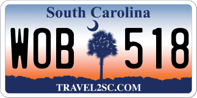 SC license plate WOB518