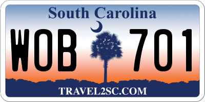 SC license plate WOB701