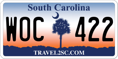 SC license plate WOC422