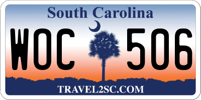 SC license plate WOC506