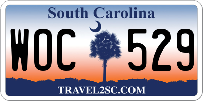 SC license plate WOC529