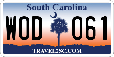 SC license plate WOD061