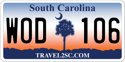 SC license plate WOD106