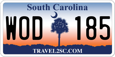 SC license plate WOD185