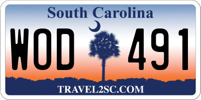 SC license plate WOD491
