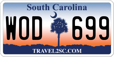 SC license plate WOD699