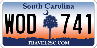 SC license plate WOD741