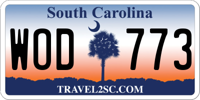 SC license plate WOD773