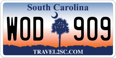 SC license plate WOD909