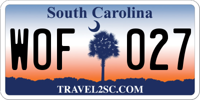 SC license plate WOF027
