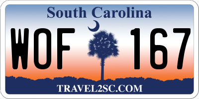 SC license plate WOF167