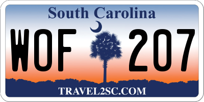 SC license plate WOF207