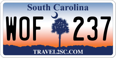 SC license plate WOF237