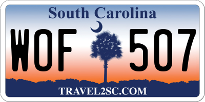 SC license plate WOF507
