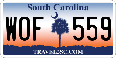 SC license plate WOF559