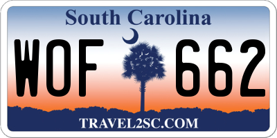 SC license plate WOF662