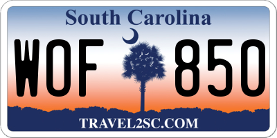 SC license plate WOF850
