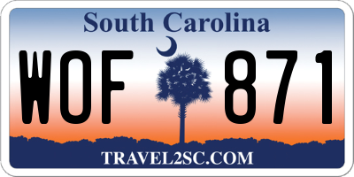 SC license plate WOF871