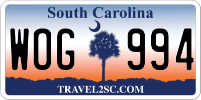 SC license plate WOG994