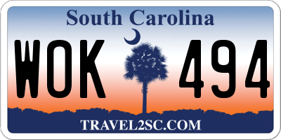 SC license plate WOK494