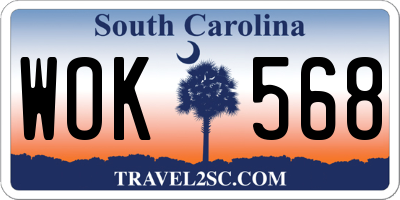 SC license plate WOK568