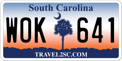 SC license plate WOK641