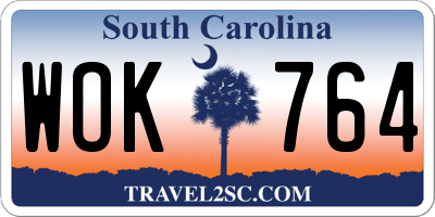 SC license plate WOK764