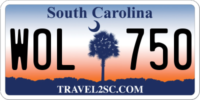 SC license plate WOL750