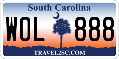 SC license plate WOL888
