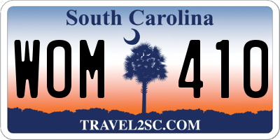SC license plate WOM410